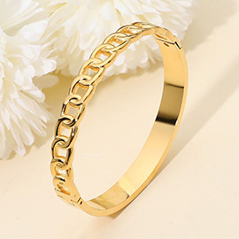 Stainless Steel Chain Accent Hinged Bangle Bracelet