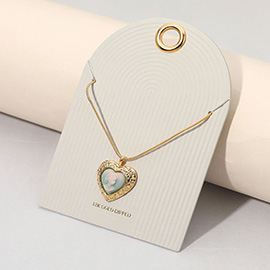 18K Gold Dipped Vintage Cameo Heart Pendant Necklace