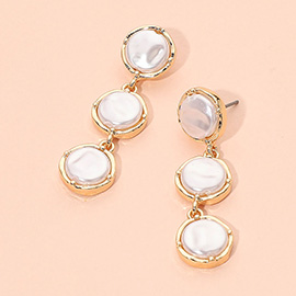 Triple Pearl Cluster Drop Earrings