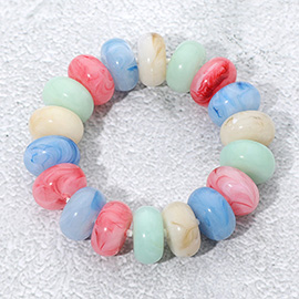 Chunky Marbled Rounded Pebble Beaded Stretch Bracelet