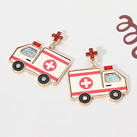 Ambulance Charm Dangle Earrings