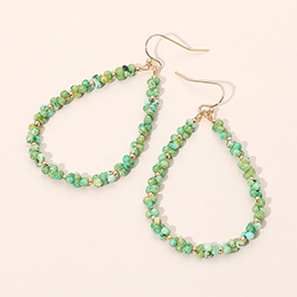 Beaded Open Teardrop Dangle Earrings