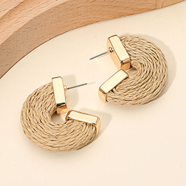 Raffia Wrapped Hoop Earrings