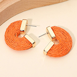 Raffia Wrapped Hoop Earrings
