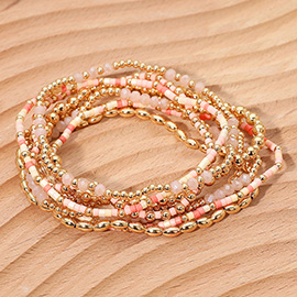8PCS - Seed Beaded Stretch Multi Layered Bracelets