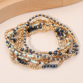8PCS - Seed Beaded Stretch Multi Layered Bracelets
