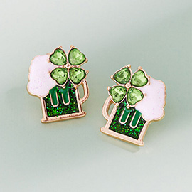 Shamrock Beer Mug Stud Earrings