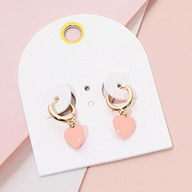 Heart Charm Dangle Huggie Hoop Earrings