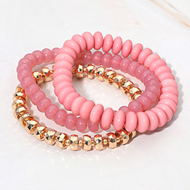 3PCS - Beaded Stackable Stretch Multi Layered Bracelets