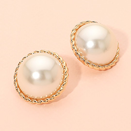 Bold Classic Dome Pearl Earrings