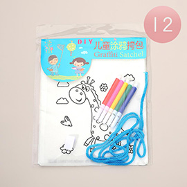 12PCS - DIY Kids Giraffe Graffiti Satchel Craft Set