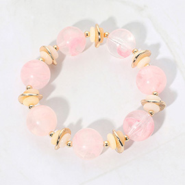 Abstract Marbled Resin Ball Beaded Stretch Bracelet