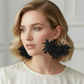 Oversized Fabric Floral Petal Statement Hoop Earrings