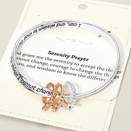 SERENITY PRAYER Religious Message Engraved Triple Open Ichthys Charms Bangle Bracelet