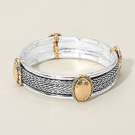 Antique Metal Oval Accent Stretch Bracelet