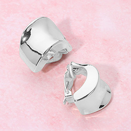 Sculpted Curved Metal Clip On Earrings