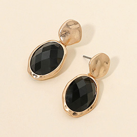 Faceted Oval Drop Earrings