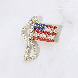 Rhinestone American USA Flag Pin Brooch