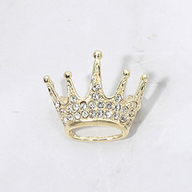 Rhinestone Paved Crown Pin Brooch