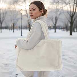 Oversized Faux Fur Soft-Touch Tote Bag