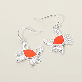 Sea Glass Crab Charm Drop Dangle Earrings