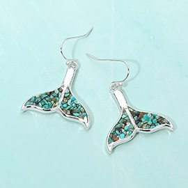 Crushed Pebble Whale Tail Dangle Earrings