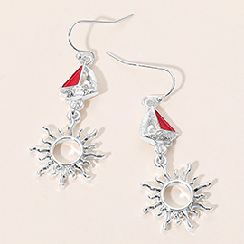Nautical Sailboat Sun Link Drop Dangle Earrings