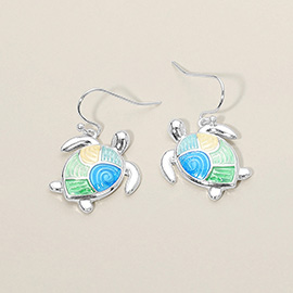 Sea Turtle Charm Drop Earrings