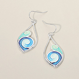 Ocean Wave Teardrop Charm Earrings