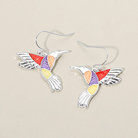 Hummingbird Charm Drop Dangle Earrings