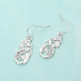 Stone Paved Mermaid Dangle Earrings