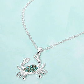 Crushed Pebble Crab Pendant Necklace