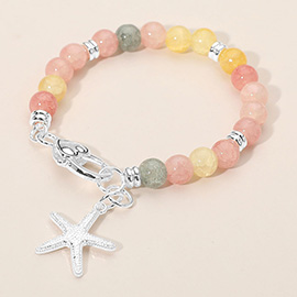 Starfish Charm Beaded Stretch Bracelet