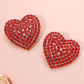 Bold Rhinestone Paved Heart Earrings