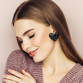 Marbled Resin Heart Earrings