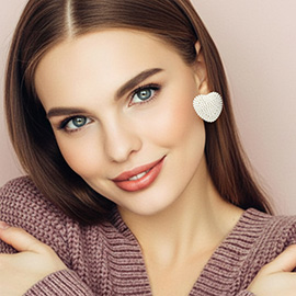 Rhinestone Paved Heart Earrings