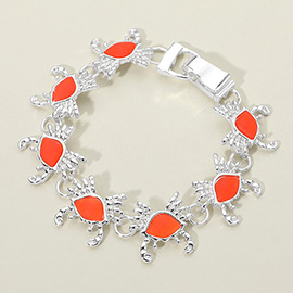 Sea Glass Crab Charm Link Magnetic Bracelet