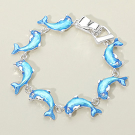 Dolphin Charm Link Magnetic Bracelet