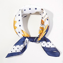 Dotted Daisy Print Square Bandana Scarf