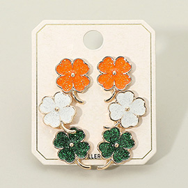 3Pairs - St Patricks Day Shamrock Stud Earring Set