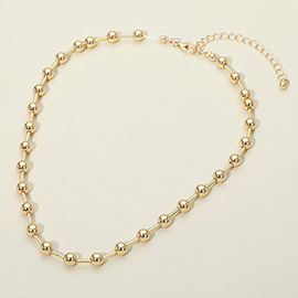 Metal Beaded Ball Chain Necklace