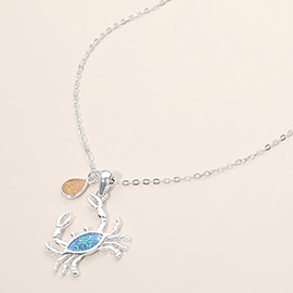 Crab Teardrop Charm Pendant Necklace