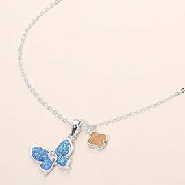 Quatrefoil Butterfly Charm Pendant Necklace