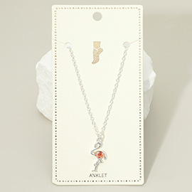 Crushed Pebble Flamingo Charm Anklet