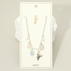 Lobster Sea Glass Pearl Charm Station Anklet