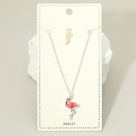 Enamel Flamingo Charm Anklet
