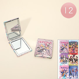 12PCS - Kpop Demon Hunters HUNTRIX Character Printed Cosmetic Mirrors