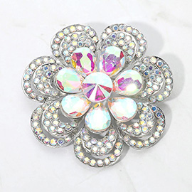 Crystal Floral Statement Pin Brooch