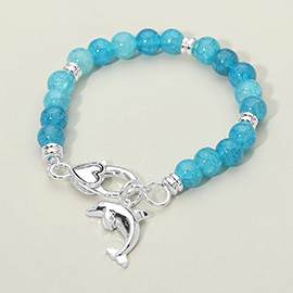 Dolphin Charm Beaded Stretch Bracelet