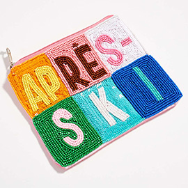 APRES SKI Message Seed Beaded Mini Pouch Bag